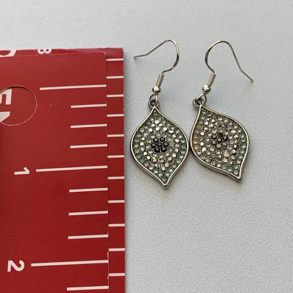 Elegant Silver and Blue Black Crystal Earrings - Picture 5 of 5